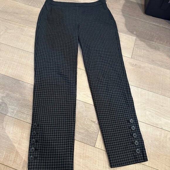 TALBOTS GRAY PLAID SIZE 6 CHATHAM ANKLE PANTS SIDE ZIP CLOSURE WOMENS - Picture 1 of 12